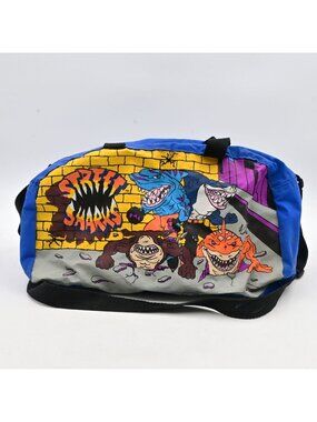Street Sharks Nylon Duffle Bag With Colorful Graphics & Dual Handles Vintage 199